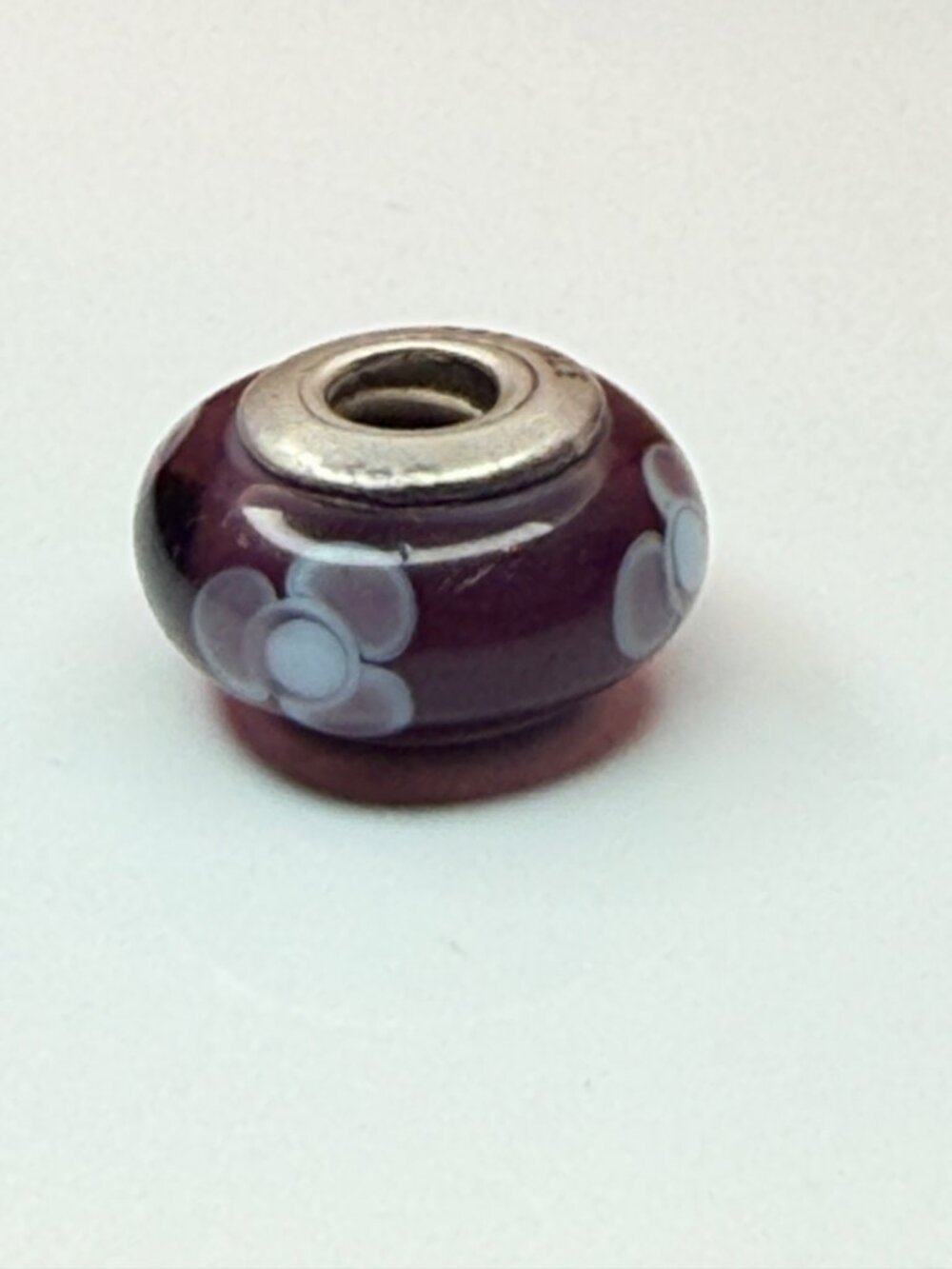 Retired Pandora Flowers for You Purple Murano Glass Charm 790643 925 ALE